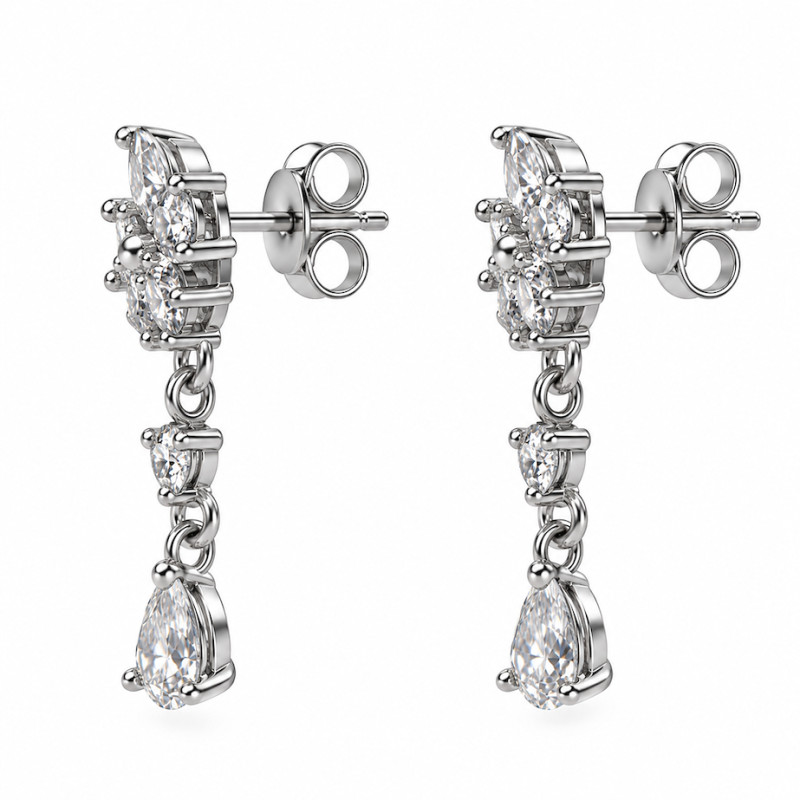 Boucles d'oreilles Silver Pop clous pendantes argent