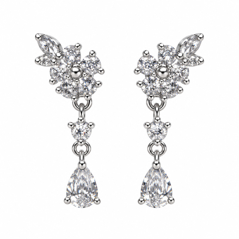 Boucles d'oreilles Silver Pop clous pendantes argent