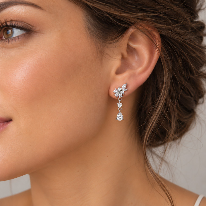 Boucles d'oreilles Silver Pop clous pendantes argent