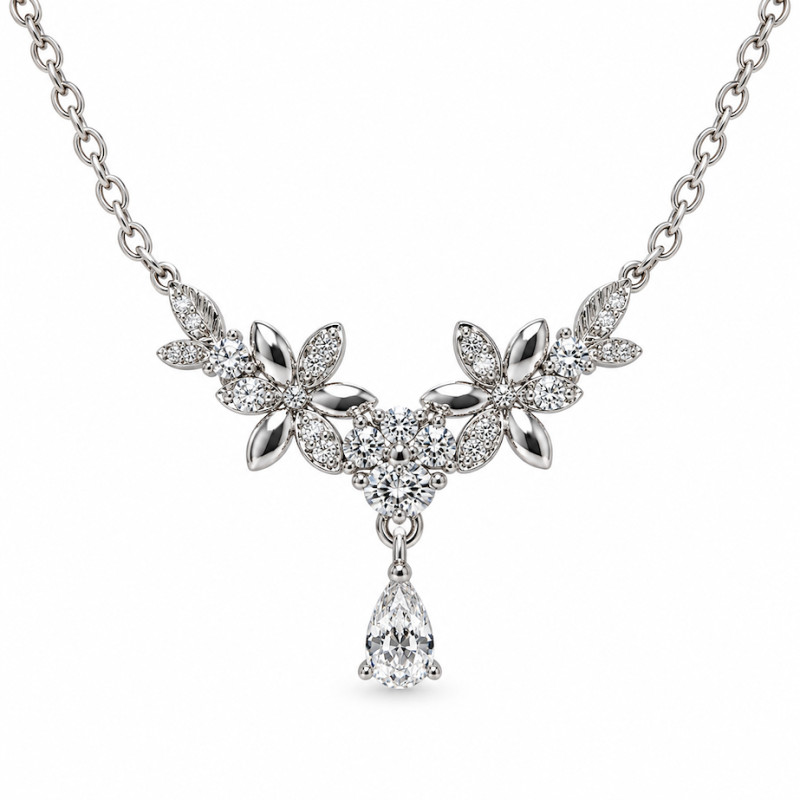 Collier Silver Pop Fleurs Argent