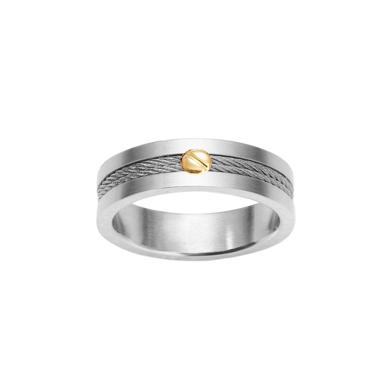 Phebus - Bague Acier et OR 750/000