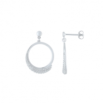 Boucles d'oreilles Carador Argent 925/000 cercles ornés d'oxydes de zirconium