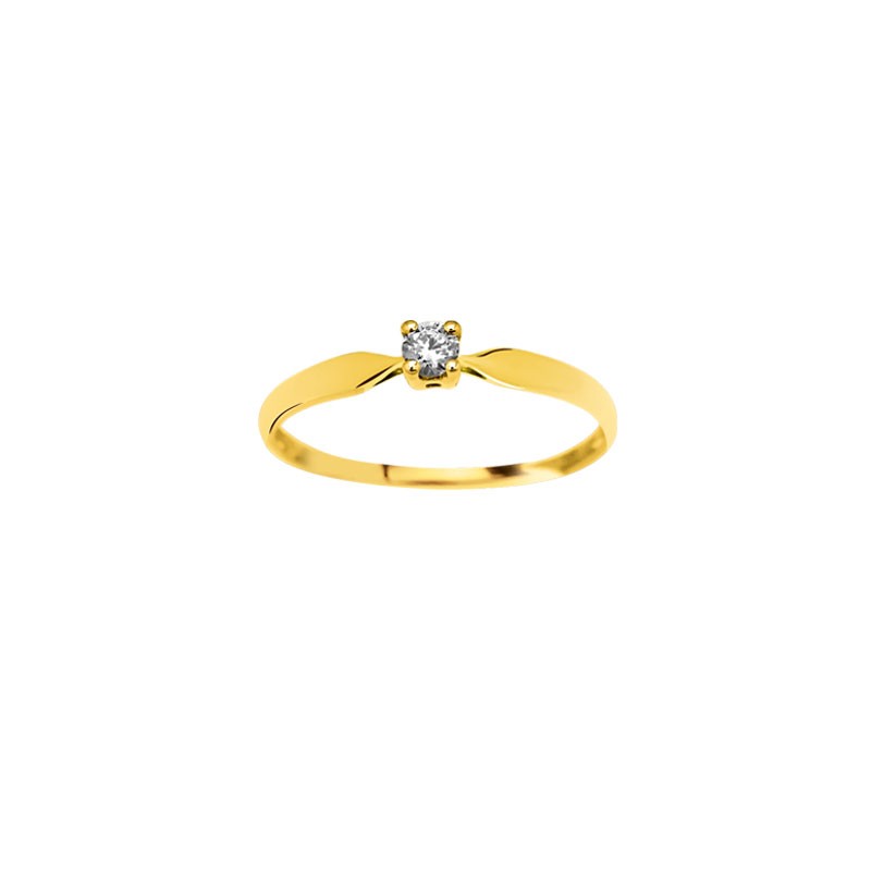 Bague Solitaire or jaune 375/000 4 griffes