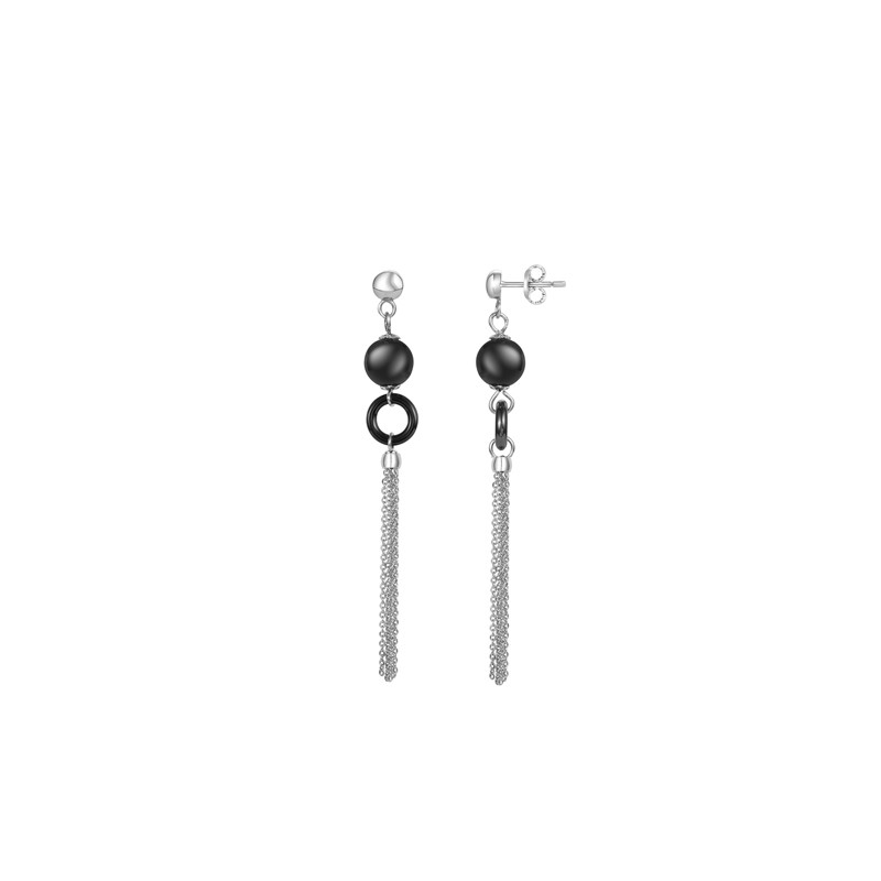 Boucles d'oreilles Amporelle Pompon acier et céramique