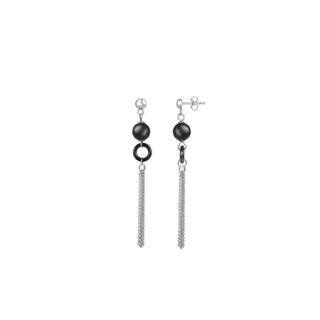 Boucles d'oreilles Amporelle Pompon acier et céramique