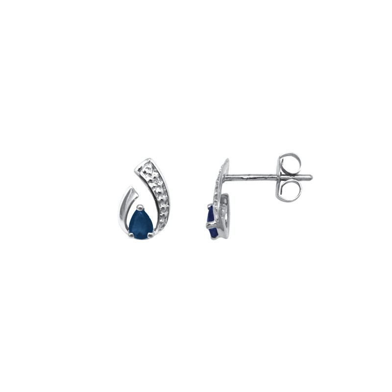 Boucles d'oreilles Carador Or blanc 375/000 et Saphir