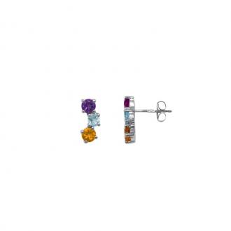 Boucles d'oreilles Carador or blanc 375/000 et Pierres précieuses