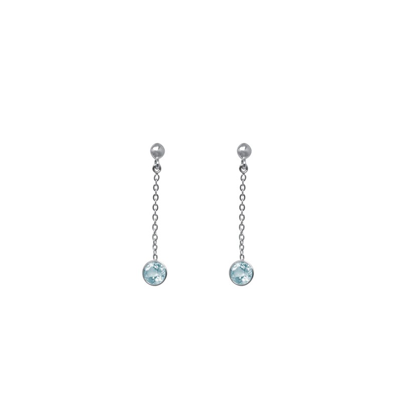 Boucles d'oreilles Carador pendantes Or blanc 375/000 et Topaze