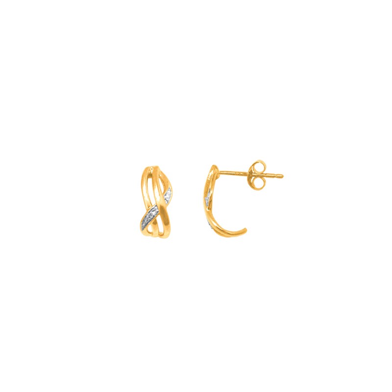 Boucles d'oreilles Carador Or bicolore 375/000 et diamant 0,01 cts