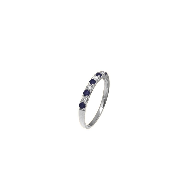 Bague Carador Oxydes et Saphir sur Or blanc 375/000