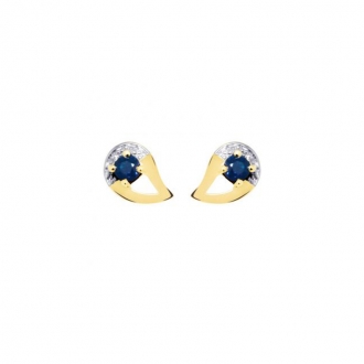 Boucles d'oreilles Carador Larme Deux ors 375/000 Saphir