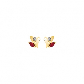 Boucles d'oreilles Carador Oxyde et Rubis en or jaune 375/000