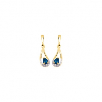 Boucles d'oreilles Carador pendantes or jaune 375/000 et saphir