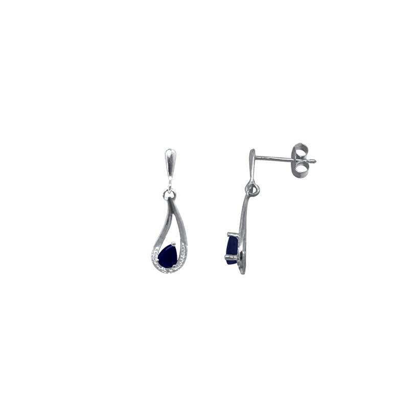 Boucles d'oreilles Carador Pendantes or blanc 375/000 et saphir