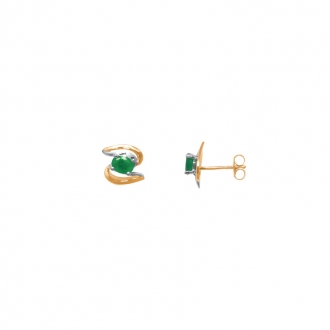 Boucles d'oreilles Carador Or bicolore 375/000 et émeraude