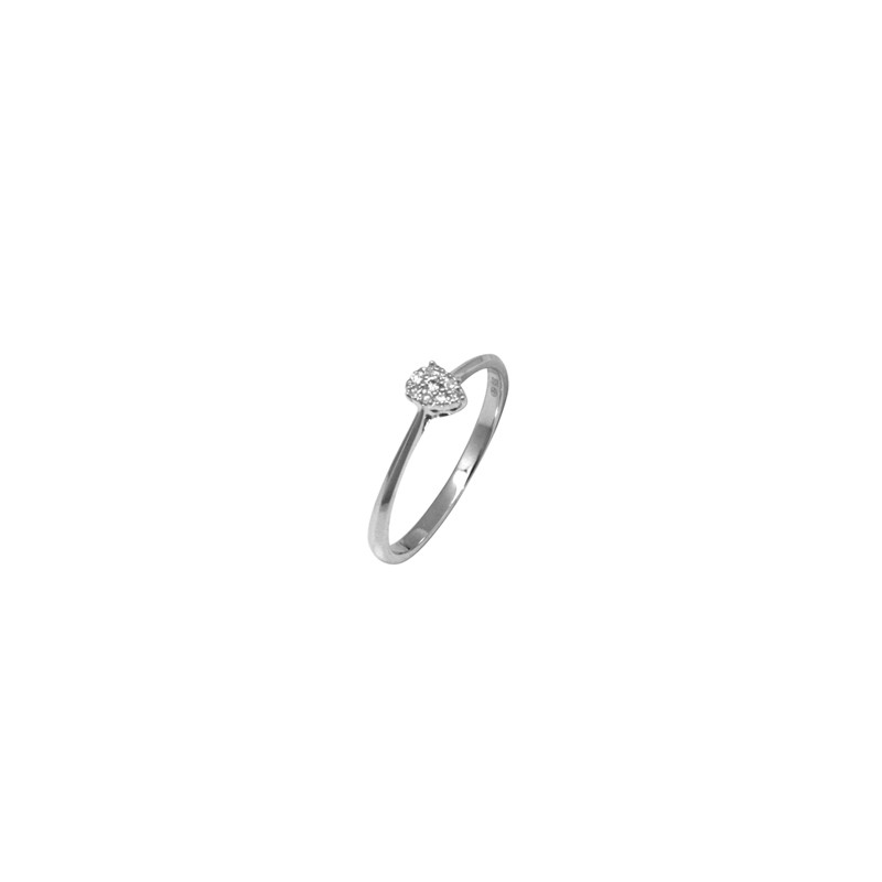 Bague Carador Or blanc 375/000 et Diamant forme poire 0,05 cts