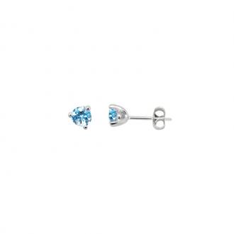 Boucles d'oreilles boutons Carador en or blanc 375/000 et Topaze