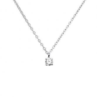 Collier Solitaire Carador Or blanc 375/000 et Oxyde de zirconium