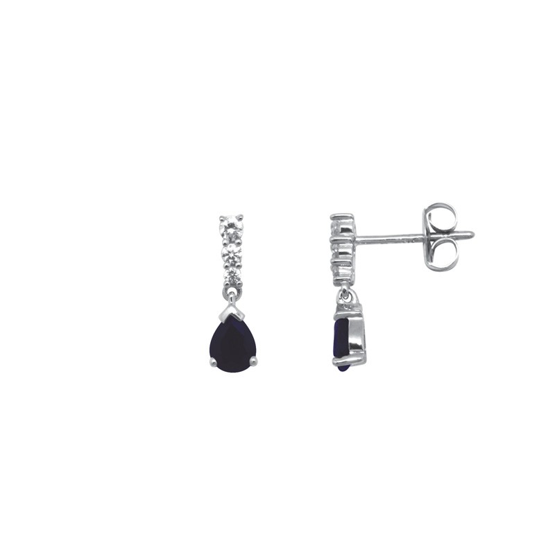 Boucles d'oreilles Carador or blanc 375/000 et saphir 0,50 cts