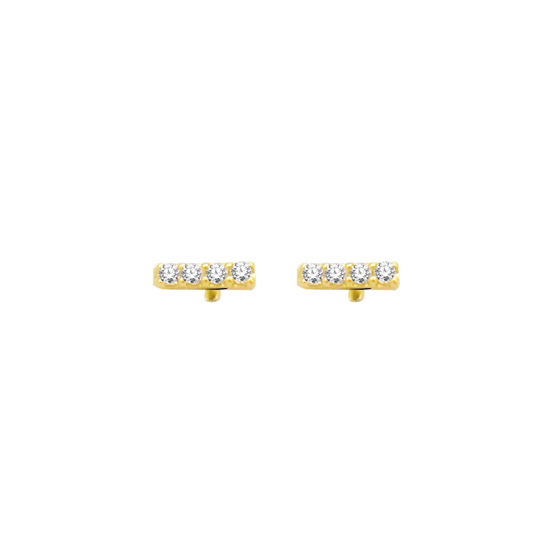 Boucles d'oreilles Carador modulable en or jaune 375/000, oxydes de zirconium et perle