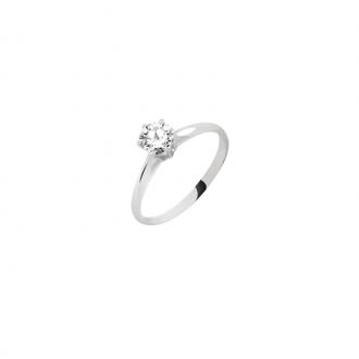 Bague Solitaire Carador or blanc 375/000 et oxyde de zirconium