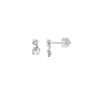 boucles d'oreilles Carador pendantes or blanc 375/000 et oxydes de zirconium