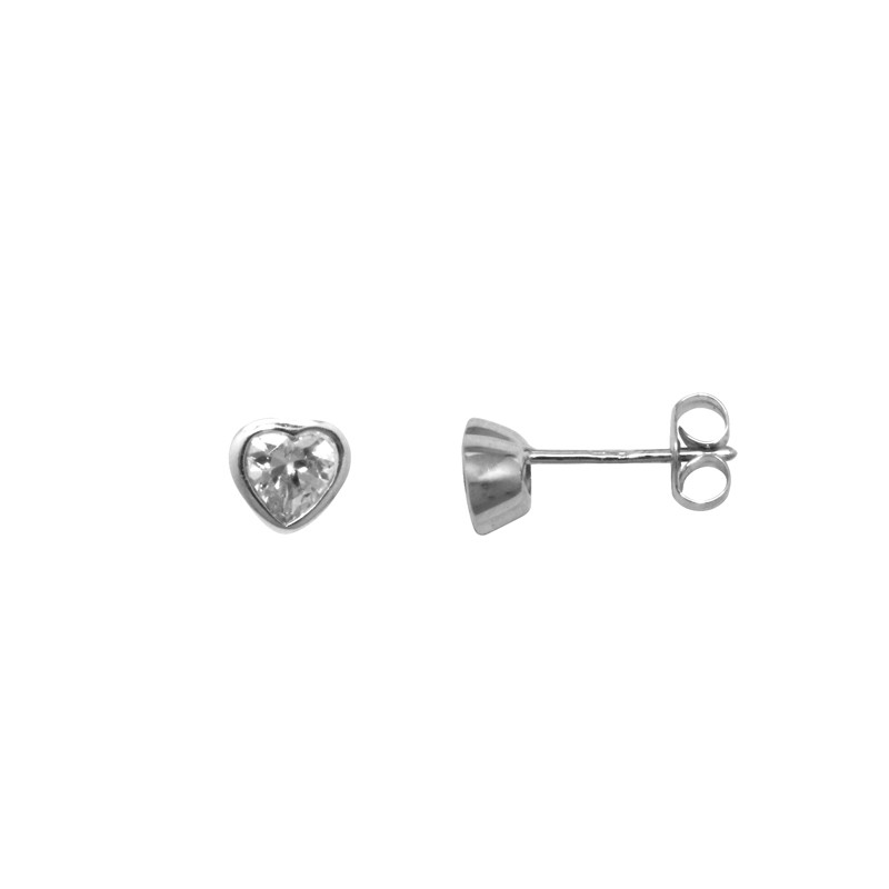 Boucles d'oreilles Carador oxydes de zirconium cœur et or blanc 375/000