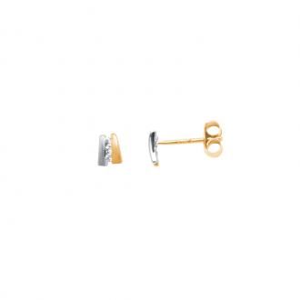 Boucles d'oreilles Carador trilogie, oxydes de zirconium , or jaune et blanc 375/000