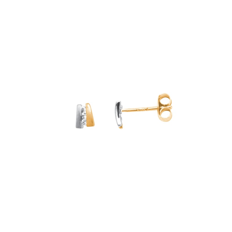 Boucles d'oreilles Carador trilogie, oxydes de zirconium , or jaune et blanc 375/000