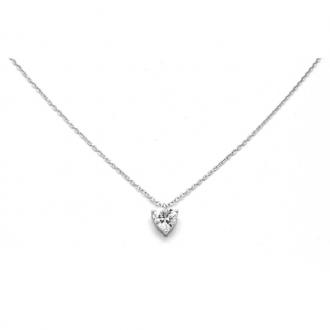 Collier Carador chaine et pendentif or blanc et oxyde de zirconium