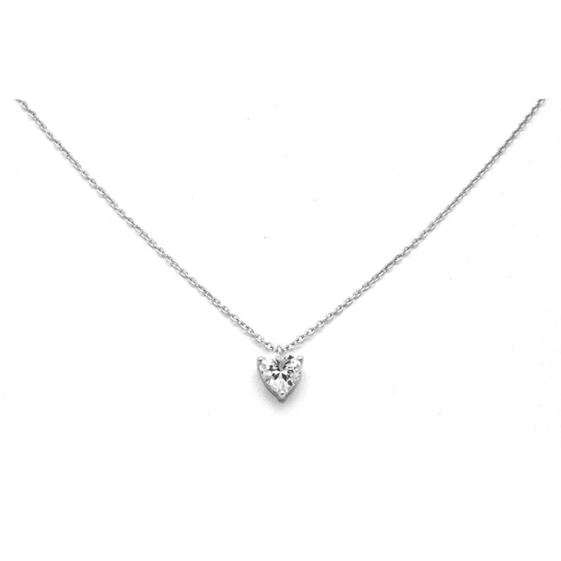 Collier Carador chaine et pendentif or blanc et oxyde de zirconium