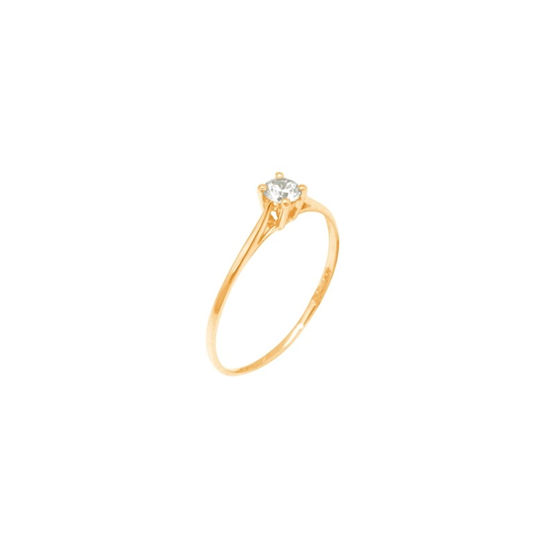 Bague Carador Solitaire 6 griffes or jaune 375/000 et oxyde de zirconium