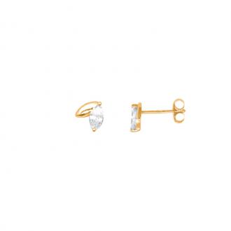 Boucles d'oreilles Carador pétales or jaune 375/000 et oxyde de zirconium 0,50 cts