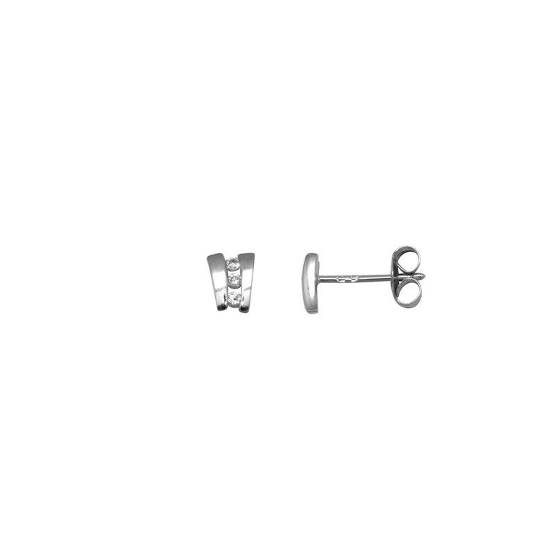 Boucles d'oreilles Carador trilogie or blanc 375/000 et oxydes de zirconium