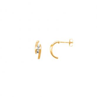 Boucles d'oreilles Carador demi-créoles trilogie or jaune 375/000 et oxydes de zirconium