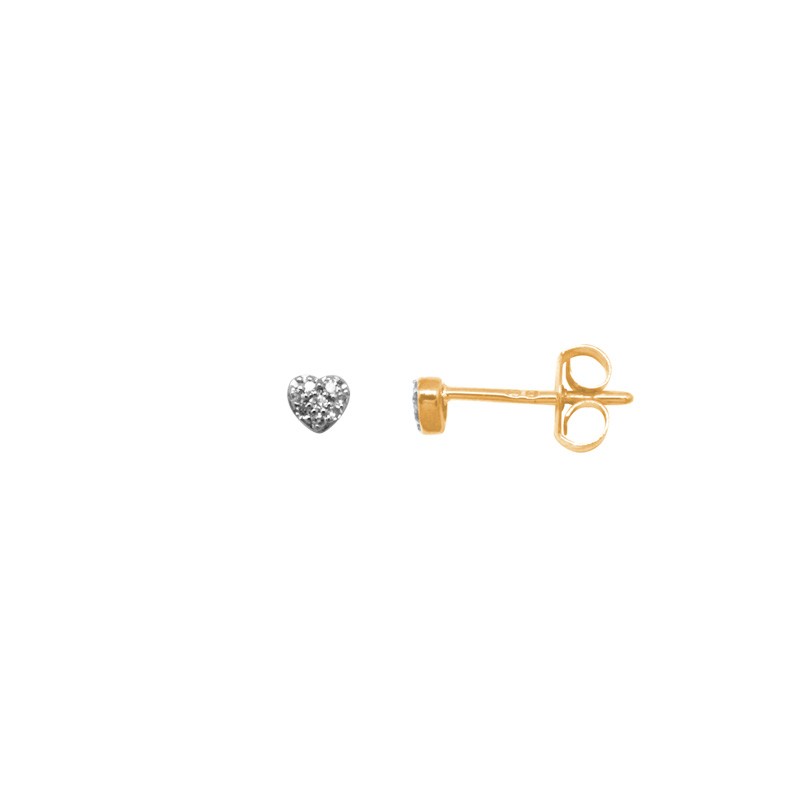 Boucles d'oreilles Carador cœur en diamant, or jaune 375/000