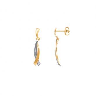 Boucles d'oreilles Carador pendantes  fantaisie or jaune 375/000 et diamant