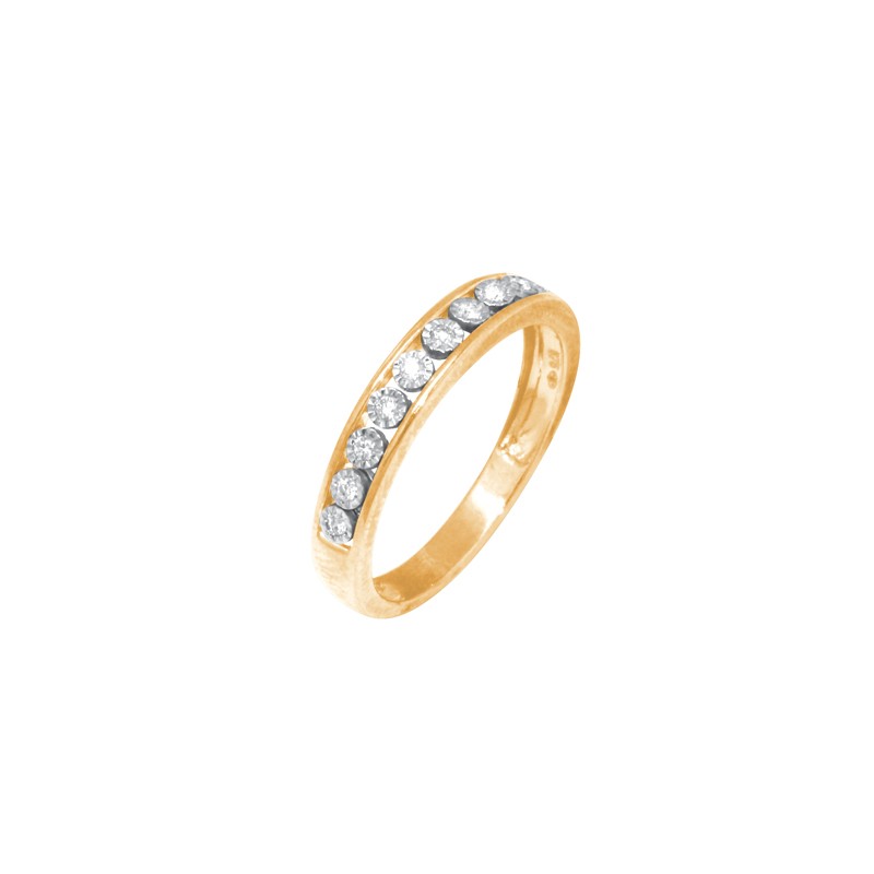 Bague demi tour Carador serri rail or jaune et diamants 0,10 cts