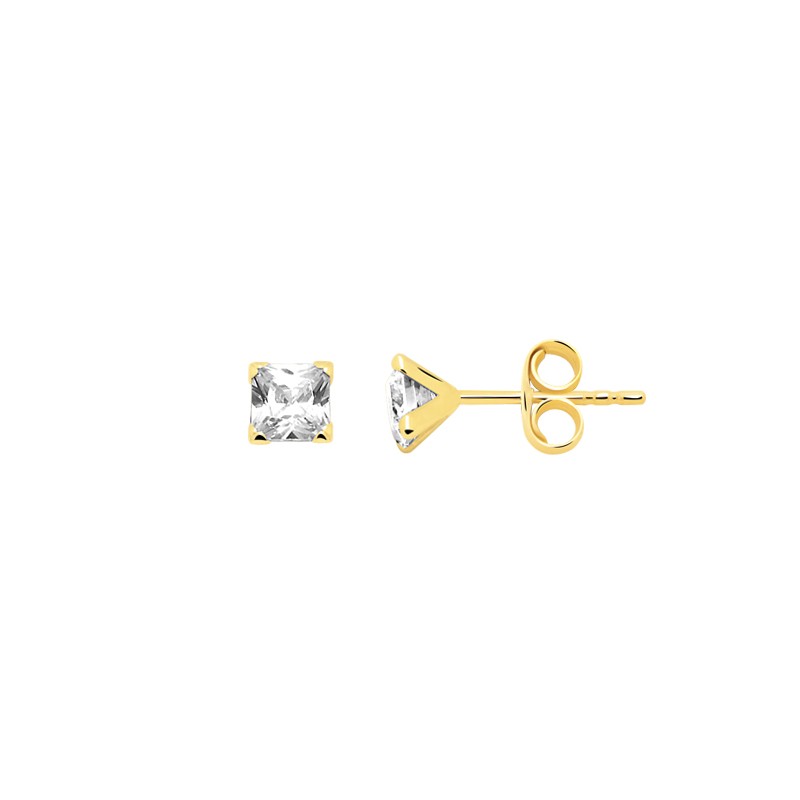 Boucles d'oreilles Carador oxydes de zirconium princesse et or jaune 375/000