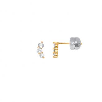 Boucles d'oreilles Carador trilogie d'oxydes de zirconium en or jaune 375/000