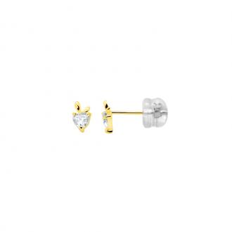 Boucles d'oreilles Carador oxyde de zirconium cœur fantaisie en or jaune 375/000