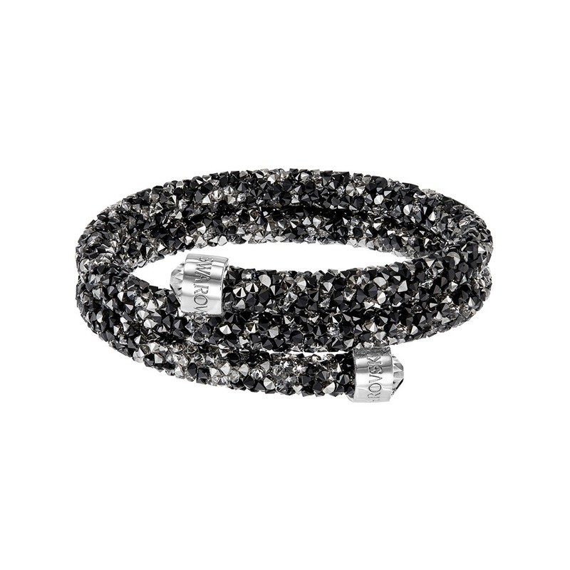 Bracelet jonc double Swarovski Crystaldust noir et gris 5255909