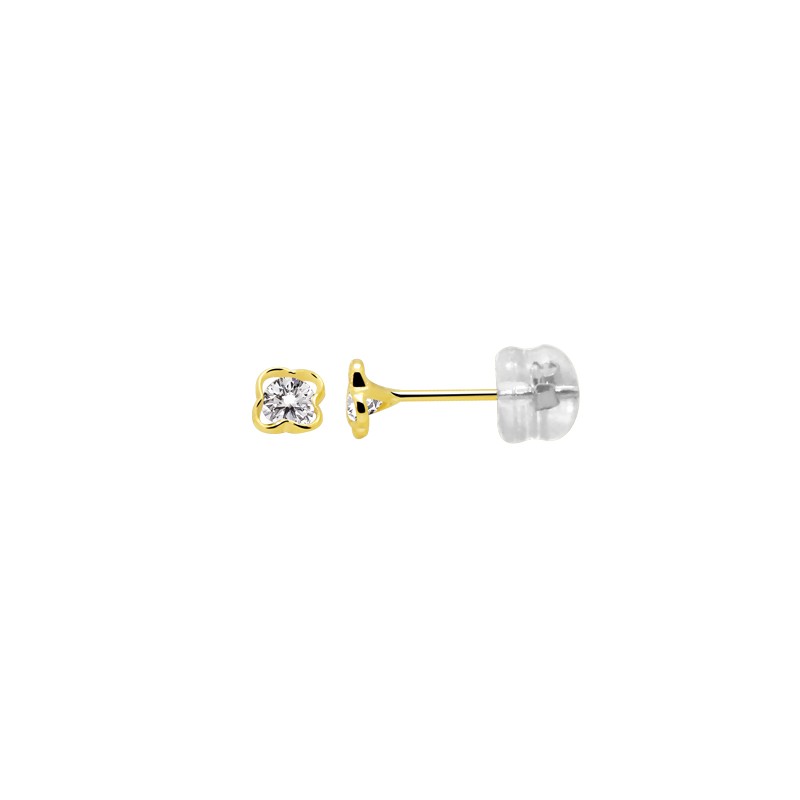 Boucles d'oreilles Carador fleur en or jaune 375/000 et oxyde de zircionium