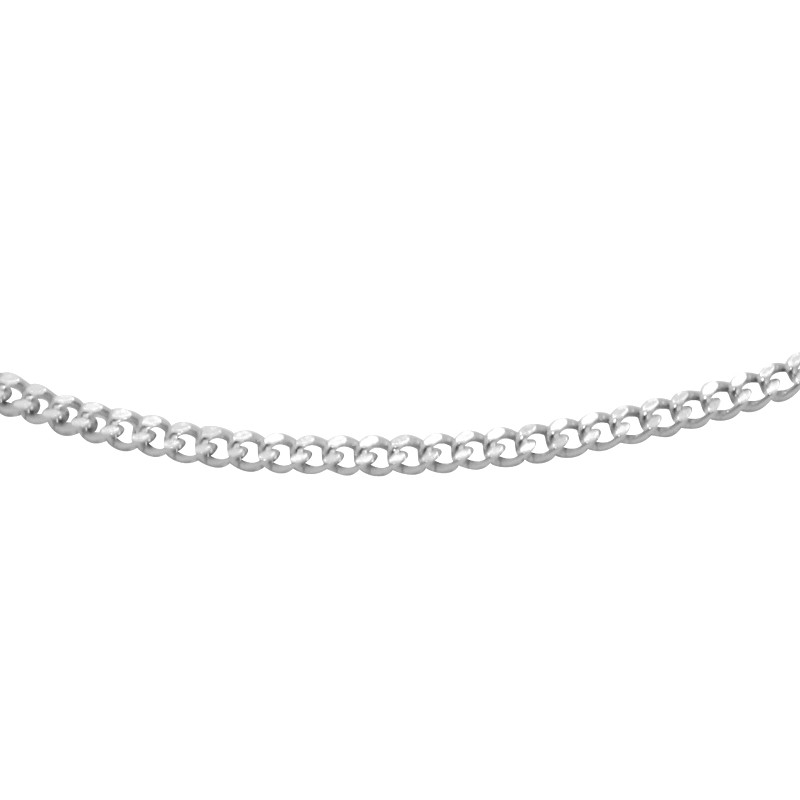 Chaine Carador maille gourmette diamantée 0,09 mm en or blanc 375/000, longueur 40 mm