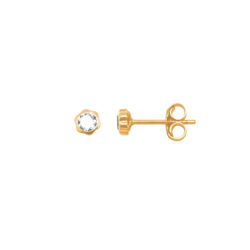 Boucles d'oreilles Carador marguerite or jaune 375/000 et oxyde de zirconium