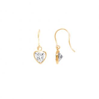 Boucles d'oreilles pendantes Carador cœur oxyde de zirconium en or jaune 375/000