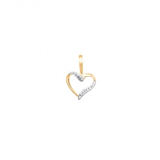 Pendentif Carador cœur or jaune et blanc 375/000 