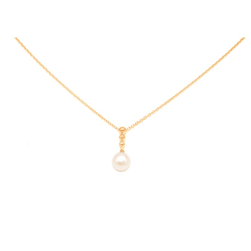 Collier Carador or jaune 375/000 et perle blanche 6 mm