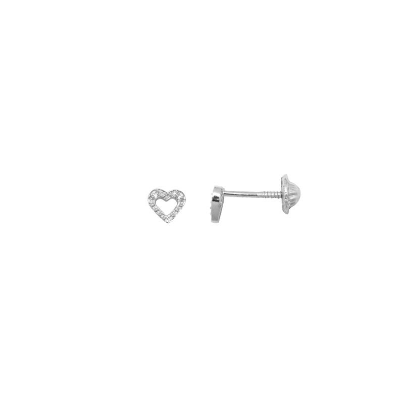 Boucles d'oreilles clous Carador cœur or blanc 375/000