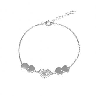 Bracelet Fantaisie Carador cœurs argent 925/000, oxydes de zirconium